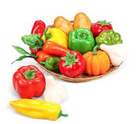 Tenorbass 16 Piezas Verduras de imitación, Verduras de imitación para decoración de Cocina, Tomates, Patatas, Ajos, Pimientos Falsos, Pimientos Falsos