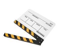 TENP Claqueta Acrílica, Amplia Aplicabilidad 30x25CM Claqueta Práctica Simple para Producción de Video(Pizarra con Franjas Amarillas (PAV1YWE3))