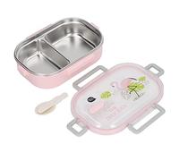 TENP Fiambrera con aislamiento térmico, sello de silicona de estilo de ilustración de grado alimenticio para niños de la escuela Fiambrera de acero inoxidable (Pájaro rosa transparente)