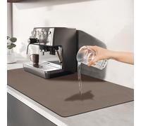 TENQUAN Alfombrilla de Secado para Cocina Estera absorbente de agua de 50x30cm con Fondo Antideslizante Estera para Máquina de Café Alfombrilla Escurreplatos Protector de Encimera(Marrón)