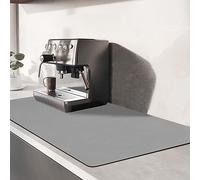TENQUAN Alfombrilla de Secado para Cocina Estera absorbente de agua de 50x40cm con Fondo Antideslizante Estera para Máquina de Café Alfombrilla Escurreplatos Protector de Encimera(Gris Claro)