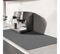 TENQUAN Alfombrilla de Secado para Cocina Estera absorbente de agua de 60x30cm con Fondo Antideslizante Estera para Máquina de Café Alfombrilla Escurreplatos Protector de Encimera(Gris Oscuro)