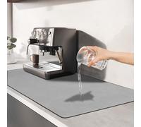 TENQUAN Alfombrilla Escurreplatos Estera de Drenaje de Cocina de 40x30cm con Fondo Antideslizante Estera Escurridora de Platos Alfombrilla Absorbente para Máquina de Café para Mostrador(Gris Claro)