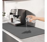 TENQUAN Alfombrilla Escurreplatos Estera de Drenaje de Cocina de 50x30cm con Fondo Antideslizante Estera Escurridora de Platos Alfombrilla Absorbente para Máquina de Café para Mostrador(Gris Oscuro)