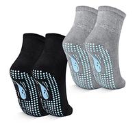 TENQUAN Calcetines Antideslizantes Mujer y Hombre Calcetines para Hacer Yoga Pilates Ballet Danza pour Casa Gimnasio Deportivos Fitness (2 Pares, Negro, Gris, Unisex L, EU 43-46)