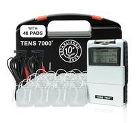 TENS 7000 Unidad digital TENS con accesorios y 48 almohadillas de electrodos - Unidad TENS estimulador muscular para aliviar el dolor de espalda, alivio general del dolor, dolor de cuello,