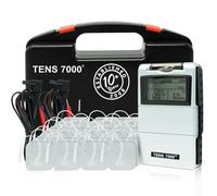 TENS 7000 Unidad digital TENS con accesorios y 48 almohadillas de electrodos - Unidad TENS estimulador muscular para aliviar el dolor de espalda, alivio general del dolor, dolor de cuello,