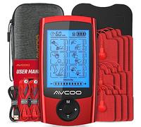 TENS Unit with 24 Modes, Dual Channel TENS Unit Muscle Stimulator, Rechargeable TENS Machine for Muscles, Shoulder, Neck, Sciatica and Back Pain Relief with 12 Upgraded Pads, EVA Case, Red