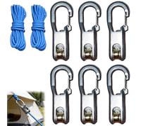 Tensionador de bloqueo de leva con rodillo tensor para un uso fácil y seguro, herramienta para acampar y embarcar con hebilla de bloqueo, ajuste para exteriores (2 cuerdas y 6 ganchos)