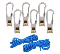 Tensor Automático Acero Inoxidable, para Cuerda de Tienda de Campaña | Uso Exterior para Vientos, Compatible Línea Guía y Toldo, Color Azul, Goma y Nylon