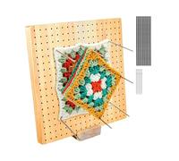 Tensor Cuadrado - Tablero de Bloqueo de 6 x 10 cm, Accesorios de Ganchillo Portátiles, Herramienta PrácticaSoporte de Tejer de Madera Cuadrado | Tablero de bloqueo ajustable Granny Weaving para proyec
