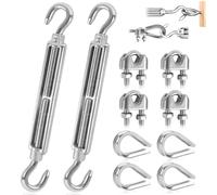 Tensor De Acero Inoxidable Tensores De Alambre M8 Tensor Cable Ajustable Con Abrazadera De Cuerda y Guardacabos De Cuerda Tensor De Alambre Para Tendedero Escalada Al Aire Libre 10Pcs (CC, M8-10Pcs)