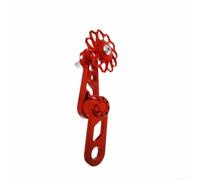 Tensor de cadena de bicicleta de una sola velocidad para estabilizador con polea flotante, aleación de aluminio 13x9x5cm - Rojo/Negro/Plata (rojo)
