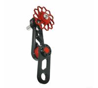 Tensor de cadena de bicicleta de una sola velocidad para estabilizador con polea flotante, aleación de aluminio 13x9x5cm - rojo/negro/plata (negro y rojo)