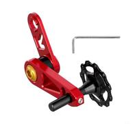 Tensor de cadena de bicicleta para bicicletas de una sola velocidad, con ajuste de resorte y sistema de polea flotante para mantener la estabilidad de la cadena en diversos terrenos (rojo)