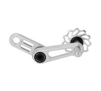 Tensor de cadena de una sola velocidad, polea de rodamiento de porcelana 11T, aleación de aluminio CNC, rodillo guía de bajo ruido para bicicleta plegable con gancho trasero (plata)