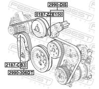 Tensor de la correa trapezoidal acanalada 2990-306DT FEBEST para LAND ROVER
