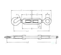 tensor gancho-anilla - gancho de zinc, din 1480, m-12, venta unitaria, ideal para sujeciones robustas en aplicaciones eléctricas y de ferretería.