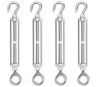 Tensores de Acero Inoxidable, 4 Piezas M8 Tensor Cable Cuerda Tendedero de Alta Resistencia, Ajustable Tensor Gancho y Ojo, Tensor Alambre para Toldos Rope y Tendederos