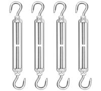 Tensores de Acero Inoxidable, 4 Piezas M8 Tensor Cable Cuerda Tendedero de Alta Resistencia, Ajustable Tensor Gancho y Gancho, Tensor Alambre para Toldos Rope y Tendederos