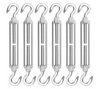 Tensores De Acero Inoxidable, 6 Piezas Tensor de Cable M6 de Alta Resistencia, Tensor Gancho De Alambre, Ajustable Tensor con dos Ganchos, Accesorios para Cuerda Cable Toldos Rope y Tendederos