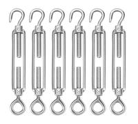 Tensores De Acero Inoxidable, 6 Piezas Tensor de Cable M6 de Alta Resistencia, Tensor Gancho De Alambre, Ajustable Tensor Gancho y Ojo, Accesorios para Cuerda Cable Toldos Rope y Tendederos