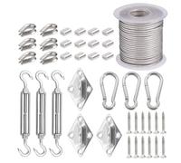 Tensores De Alambre Ganchos de Cable de cuerda de alambre de 15M y 2mm, Kit for colgar, gancho/gancho recubierto de PVC Flexible, tensores, almohadilla de diamante, ojo con tornillos