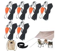 Tent Windproof Ropes - Cuerda de camping con trinquete Pulley | Outdoor Camping Metal Pulley Tensioner | Rope Tie Down Straps | Reflective Câmping Ratchet String Tent Cord Heavy Duty Retractable