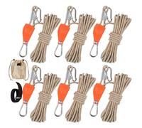 Tent Windproof Ropes - Cuerda de camping con trinquete Pulley | Outdoor Camping Metal Pulley Tensioner | Rope Tie Down Straps | Reflective Câmping Ratchet String Tent Cord Heavy Duty Retractable
