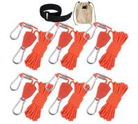 Tent Windproof Ropes - Cuerda de camping con trinquete Pulley | Outdoor Camping Metal Pulley Tensioner | Rope Tie Down Straps | Reflective Câmping Ratchet String Tent Cord Heavy Duty Retractable
