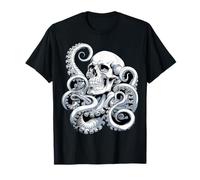 Tentáculos de cráneo y pulpo, arte gótico oscuro del océano Camiseta