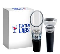 TenTen Labs Aireador de Vino Decantador de Vino y Bomba de Vacío Vino COMBO - Pitorro Vertedor de Vino Oxigenador y Tapón de Vacío - Caja de Regalo Incluido