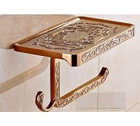 TentHme - Portapapel higiénico para cuarto de baño, portapañuelos de metal, soporte para papel higiénico de pared, porta rollos retro con separador (rosa y oro)