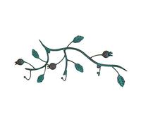 TentHome - Perchero de pared vintage de granada y hoja percheros con 3 ganchos de hierro verde para dormitorio