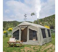 TentHome Tienda de Campaña 4-6 Personas Hinchable 2 Habitaciones, Tienda de Campaña Grande Familiar Montaje Rapido Inflable, Tienda Glamping Lujo Cocina Camping 4 Estaciones, Altas (Verde Claro)