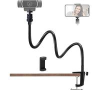 Tentucro Soporte para cámara web, soporte para teléfono de escritorio, cuello de cisne ajustable, soporte de cámara para teléfonos celulares, Logitech Webcam C922 C930e C920S C920 C615, etc. (roscas