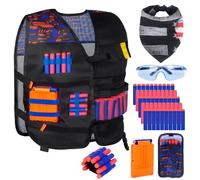 Tenuiskft Chaleco Táctico Infantil Nerf Vest Set para Nerf N Strike Elite Series, Accesorios Nerf con Recarga Rápida Cargadores, Recarga Dardos, Muñequeras, Gafas, Pañuelo para Niños Niñas