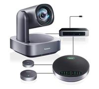 Tenveo 4K AI PTZ Cámara de conferencias con Sistema de Altavoz Bluetooth 2 micrófonos de expansión Zoom óptico 12X Lente Gran Angular de visión Funciona con Zoom Teams