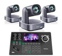 Tenveo 4K PTZ Cámara con NDI y Seguimiento por IA（3PCS）+Controlador de Joystick de cámara PTZ