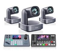 Tenveo 4K PTZ Cámara para Streaming（3PCS）+Controlador de Joystick de cámar Mezclador de Video
