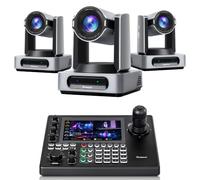Tenveo Cámara PTZ 4K@60FPS, Zoom óptico 30x, CMOS 1/1,8″ 8,42MP, Seguimiento IA 3.0, NDI Oficial, Dante AV-H, Freed, PoE（VX30M Ultra*3）+Controlador NDI|HX3 PTZ 7" táctil Quad-View Joystick 4D