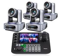 Tenveo Cámara PTZ 4K NDI con Seguimiento por AI y Zoom Óptico 20X(3PCS)+NDI PTZ - Controlador de Palanca de Mando para cámara LCD de 7 Pulgadas