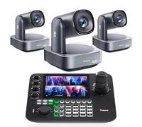 Tenveo Cámara PTZ 4K NDI Seguimiento Automático AI de Personas y Rostros（3PCS） NDI PTZ - Controlador de Palanca de Mando para cámara LCD de 7 Pulgadas