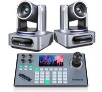Tenveo Cámara PTZ con NDI, Seguimiento Automático de Rostro(VX20A-N*2) Controlador de Joystick