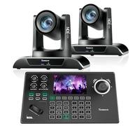 Tenveo Cámara PTZ NDI 20x Zoom óptico con Seguimiento automático AI（2PCS）+Controlador de Joystick de cámara PTZ