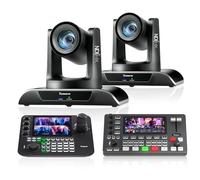 Tenveo Cámara PTZ NDI 20x Zoom óptico con Seguimiento automático AI（2PCS）+NDI PTZ - Controlador+Mezclador de Video