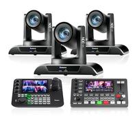 Tenveo Cámara PTZ NDI 20x Zoom óptico con Seguimiento automático AI（3PCS）+NDI PTZ - Controlador+ Mezclador de Video