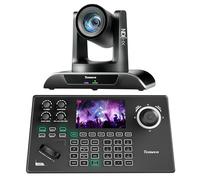 Tenveo Cámara PTZ NDI 20x Zoom óptico con Seguimiento automático AI Controlador de Joystick de cámara PTZ, Pantalla LCD en Tiempo Real de 5’