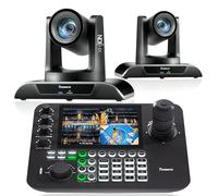 Tenveo Cámara PTZ NDI 20x Zoom óptico con Seguimiento automático AI NDI PTZ - Controlador de Palanca de Mando para cámara LCD de 7 Pulgadas