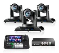 Tenveo Cámara PTZ NDI 4K IA Auto-Tracking, Zoom óptico 20x（3PCS）+NDI PTZ - Controlador+PoE